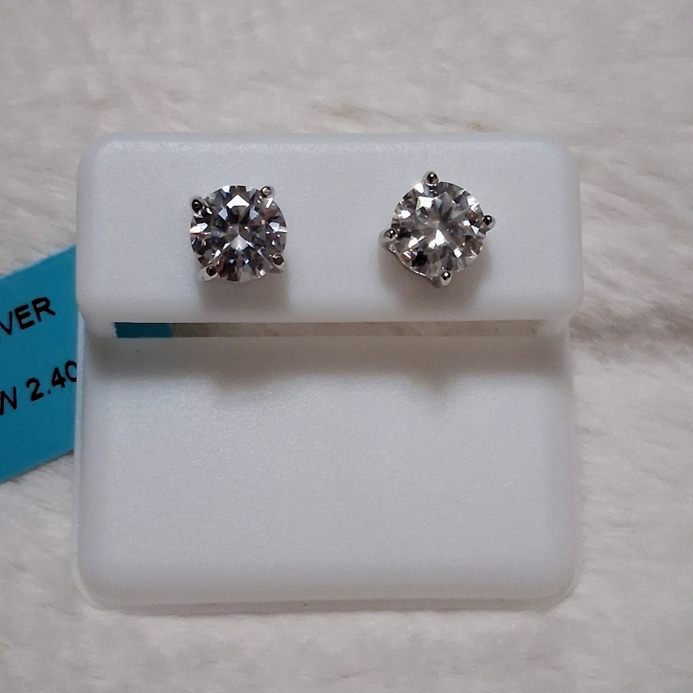 Diamond Moissanite 925 Sterling Silvrr & 2.40CTW Screwback Earrings